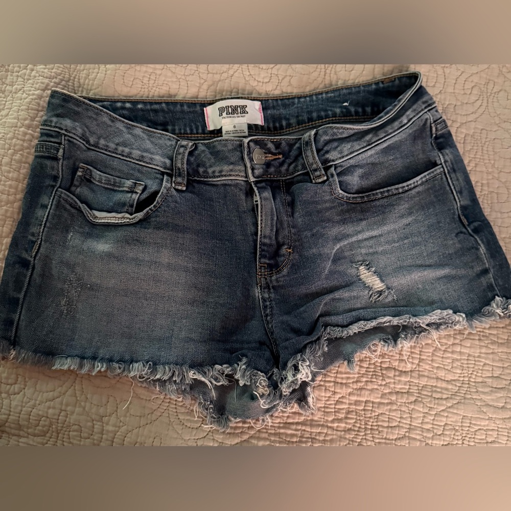 PINK Victoria's Secret‎ Distressed Blue Jean Shorts